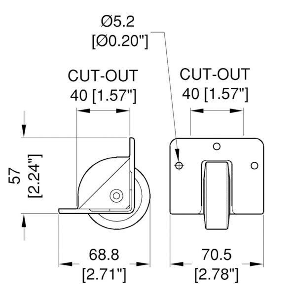 Main product image for Penn-Elcom W2001 2" Recessed Caster Pair 262-282